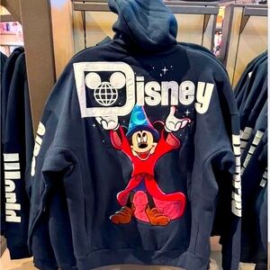 NWT!! 2025 Walt Disney World Sorcerer Mickey Navy Zip Hoodie Sweatshirt | SMALL